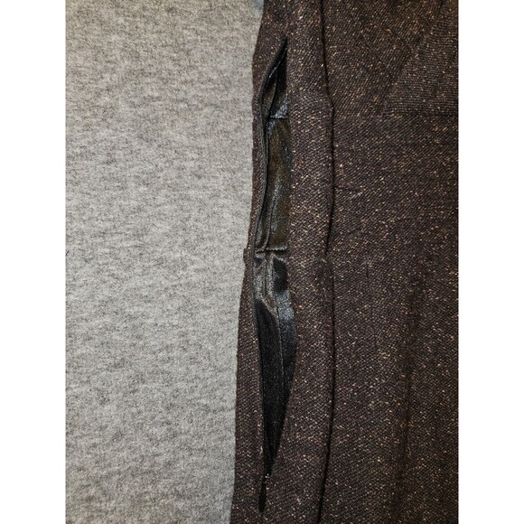 Banana Republic Wool Silk Blend Dress 0 Brown Tweed V-Neck Knee Length Lined - Picture 8 of 8